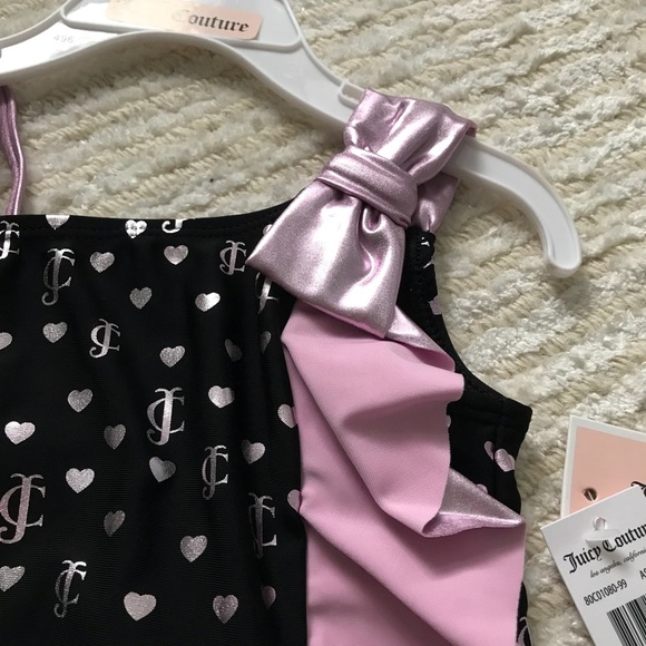 NWT Juicy Couture black and pink logo bathing suit - Picture 4 of 6